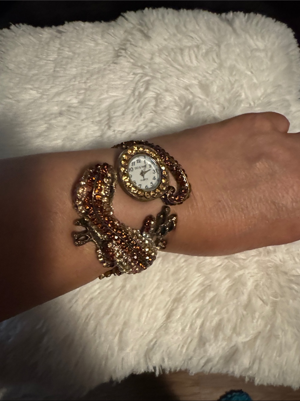Gold-Tone Amber Crystal lizard Wrap Bracelet Watch - Women's Jewelry